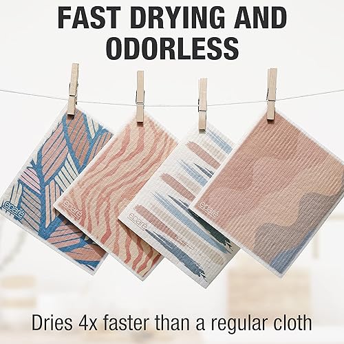 Miniatura 5 de Eparé Paños de esponja de celulosa, paquete de 4 paños suecos grises para cocina, paños de cocina para lavar platos, esponjas suecas y toallas