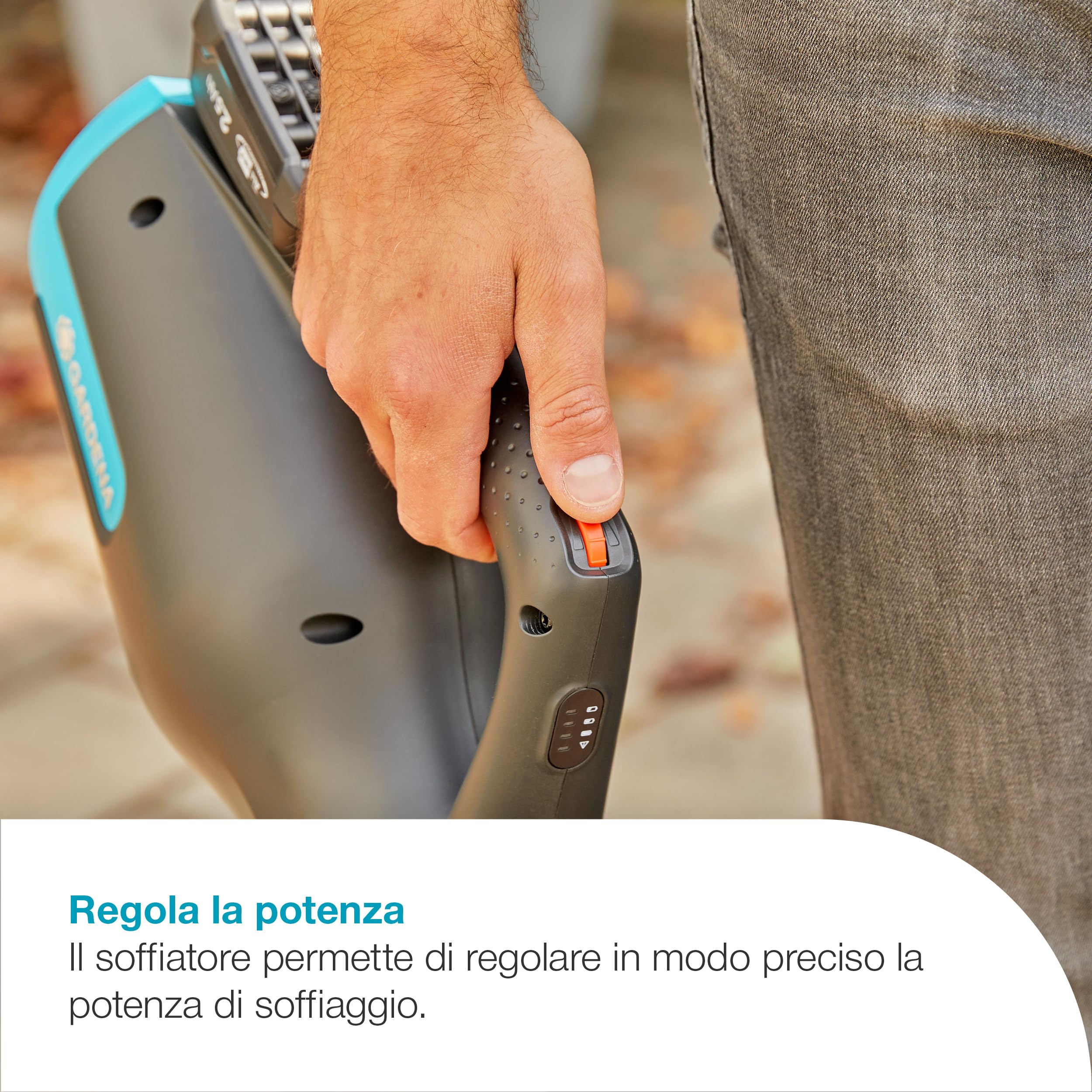 Gardena Soffiatore A Batteria PowerJet 18V P4A Solo: Rimozione delle foglie, Velocità regolabile, Elevato flusso d'aria, Leggero, Senza fili (14890-55)