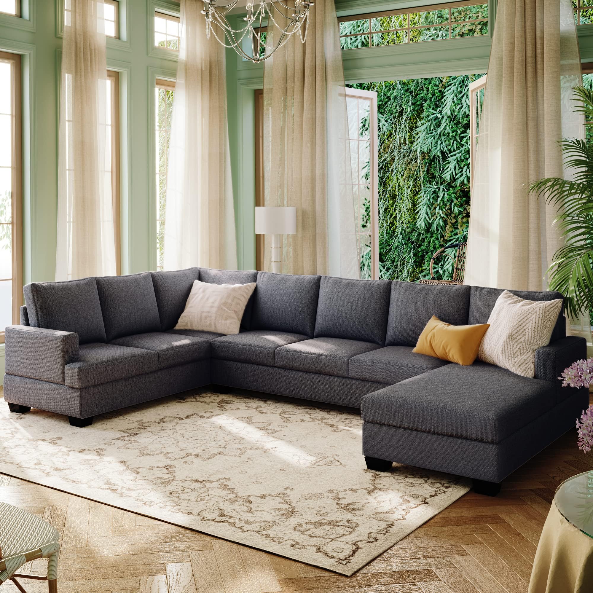 Evedy Sofá, Oversized Living Room Furniture Sets,Cozy Upholstered Large Sectional