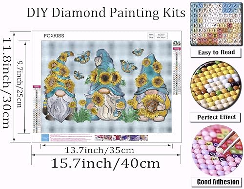 Miniatura 4 de FOXKISS Kits de pintura artística de diamantes de gnomo para adultos, pinturas de puntos de diamante de perforación completa para principiantes,
