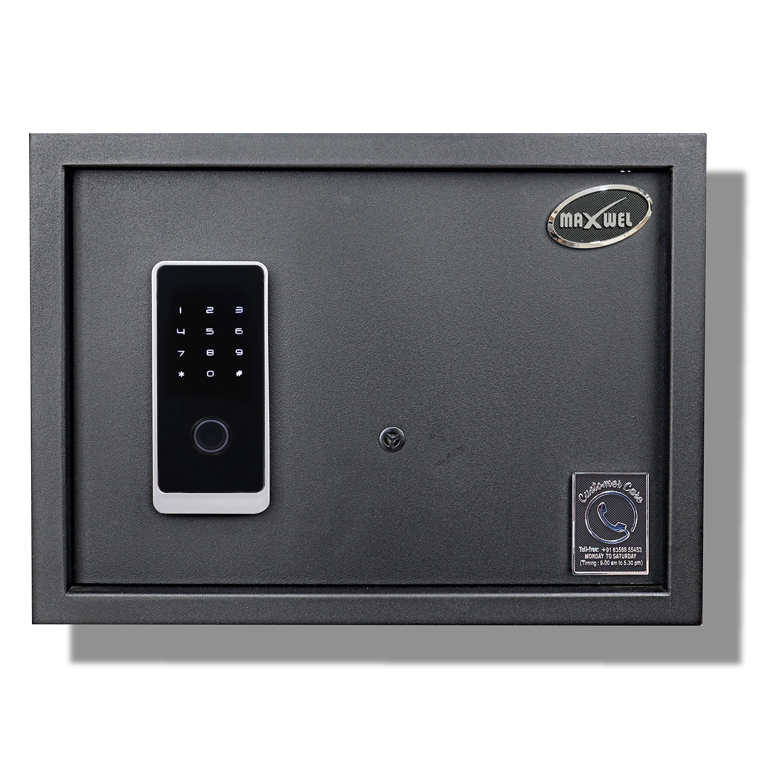 maxwel biometric safe locker (30 litres) | home safe with fingerprint access, passcode and manual keys, black