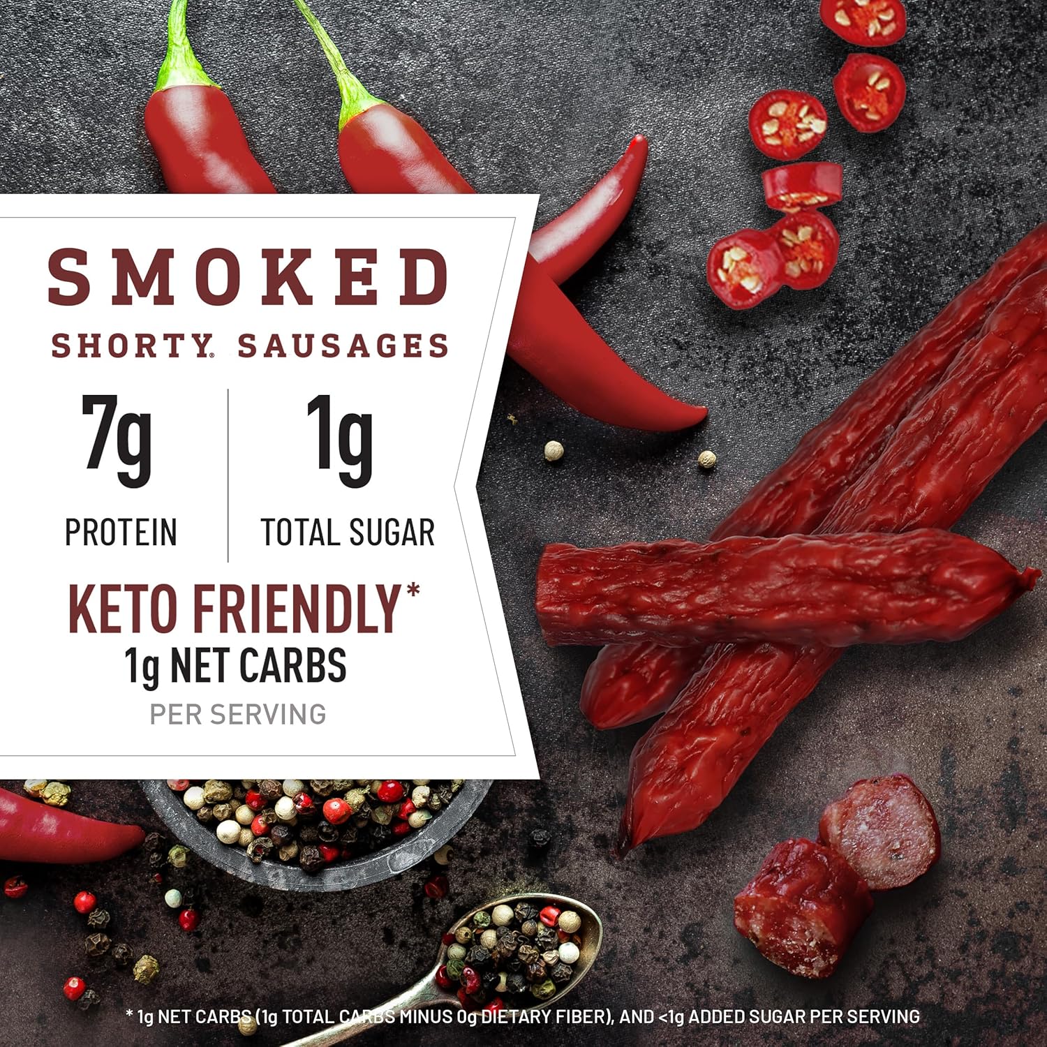 Duke's Pork Hot & Spicy Smoked Shorty Sausages, 7g Protein Per Serving, 2.5 oz. Snack Bags (Pack of 7)