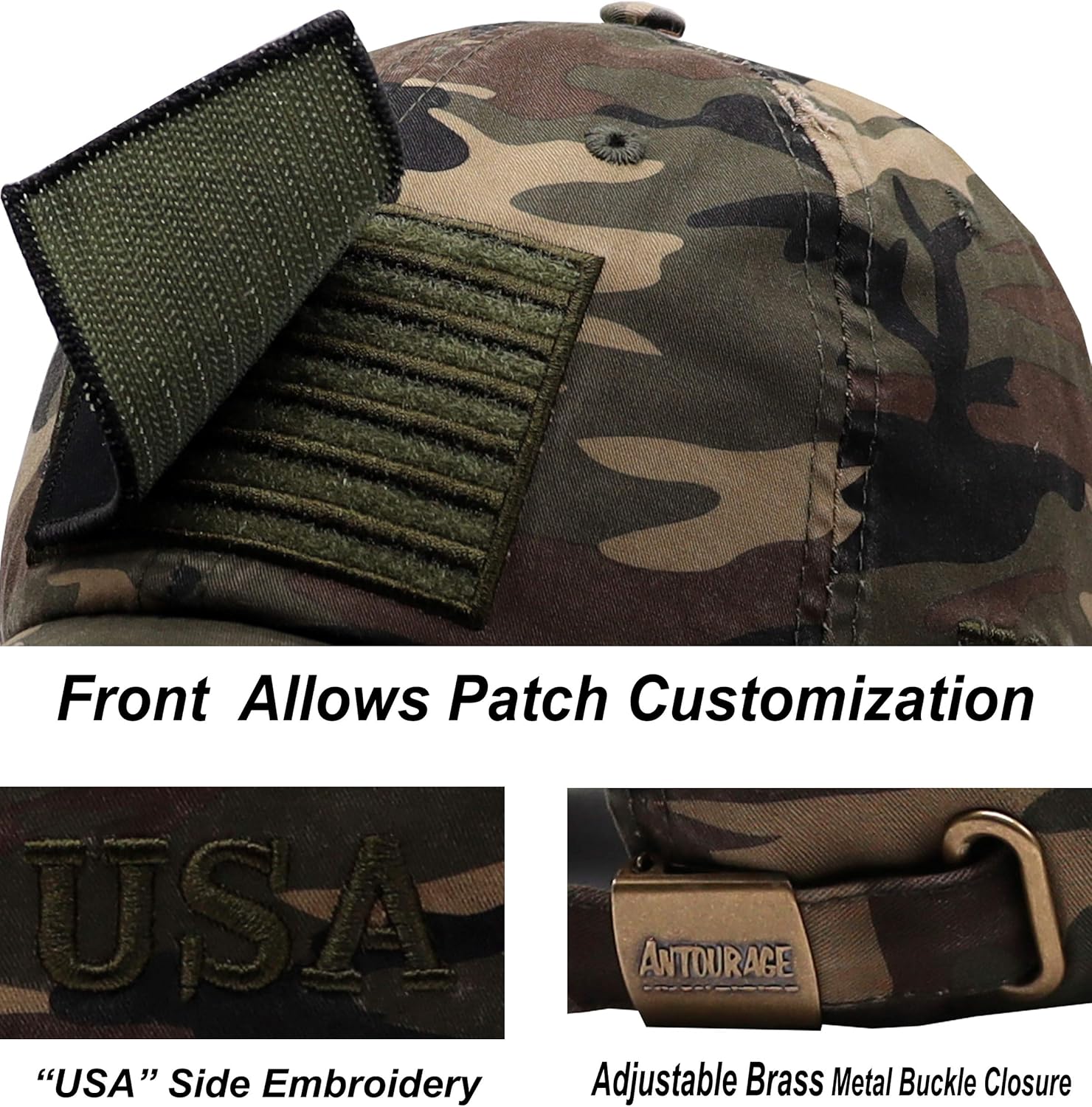 Antourage American Flag Unisex Baseball Hat for Men and Women | USA Flag Mesh Snapback Flat Visor Cap + 2 Patriotic Patches - Image 5