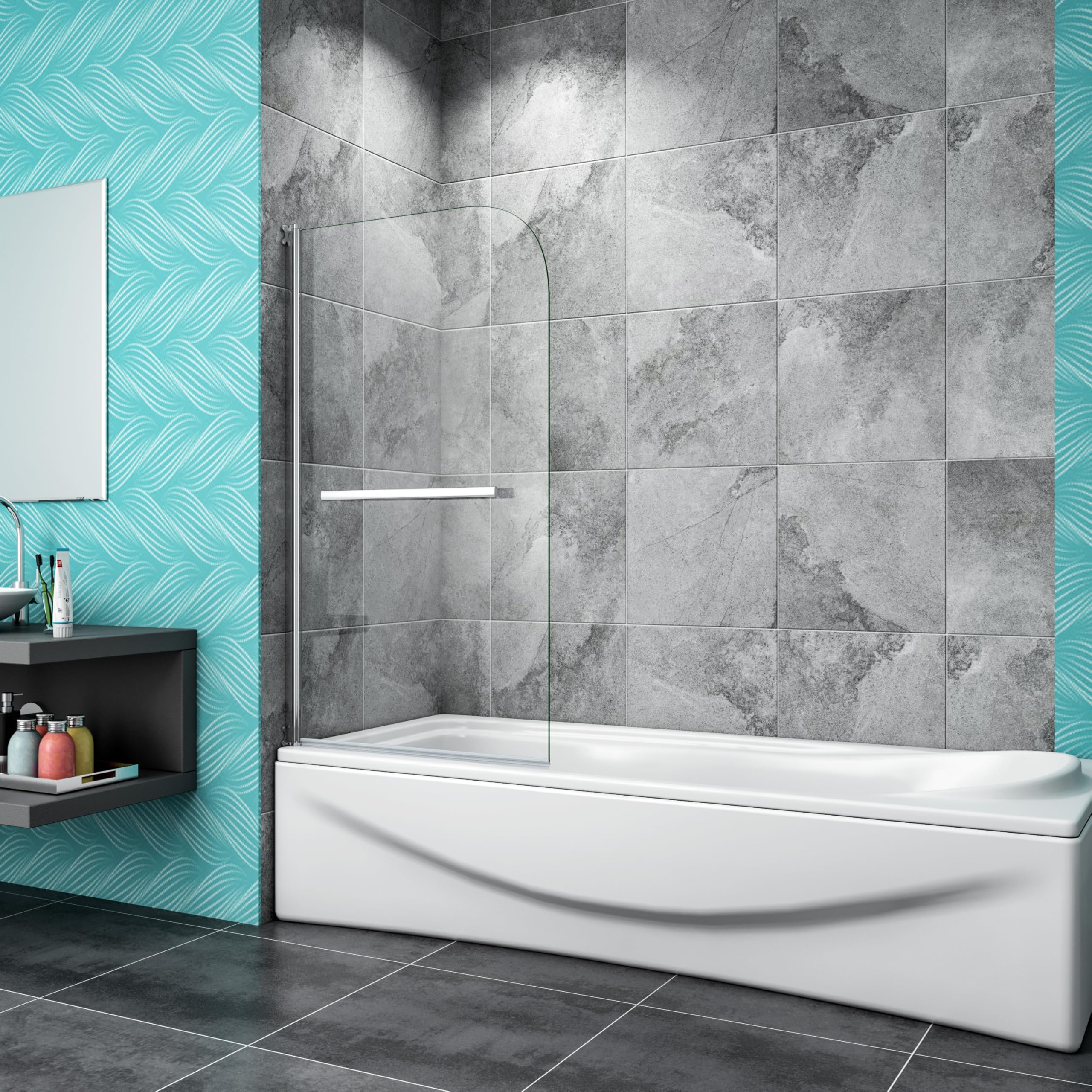 Sline Sanitary Chrome New Aica 800X1400mm 180% Pivot Shower Bath Screen Overbath Door Panel Walk In