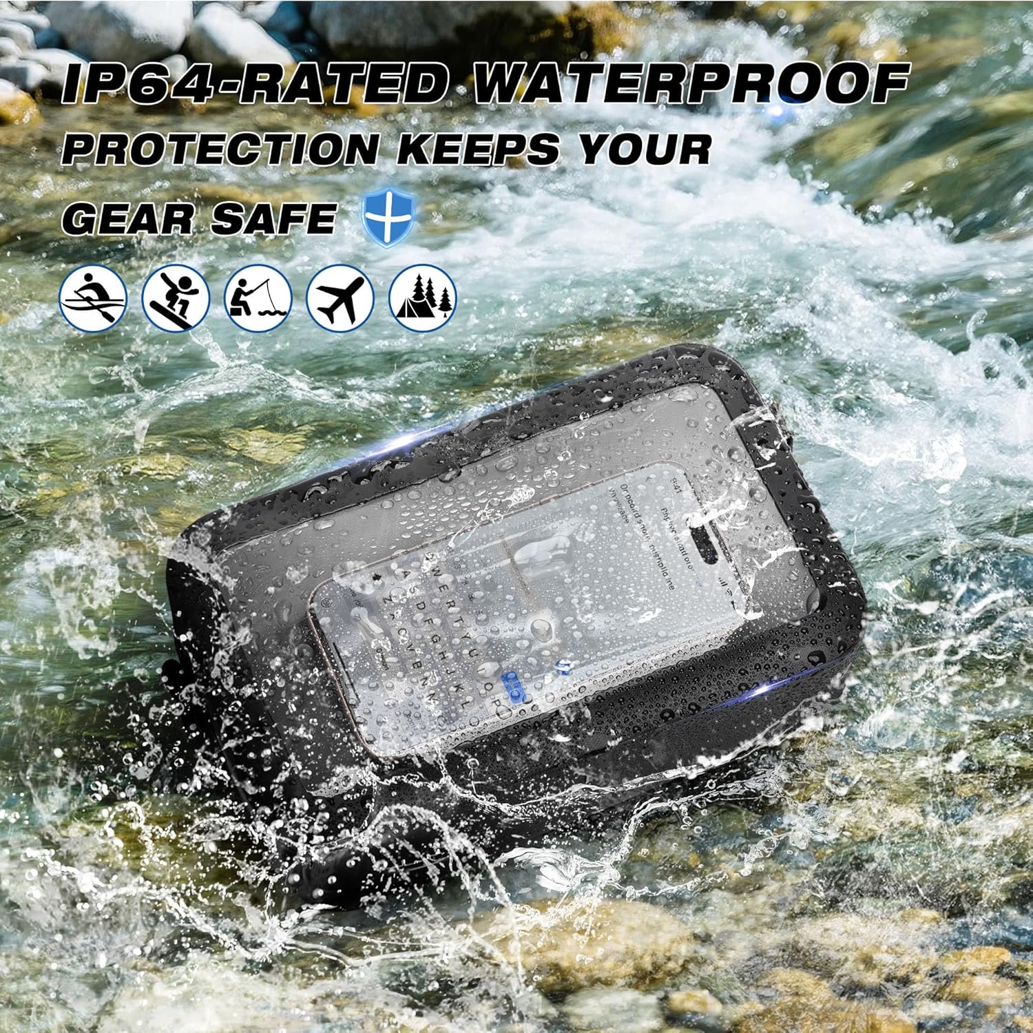 Smasrob Waterproof Sling Bag with Phone Touch Screen Feature and Back Molle System, Waterproof Fanny Pack with a Carabiner and a Whistle, Black