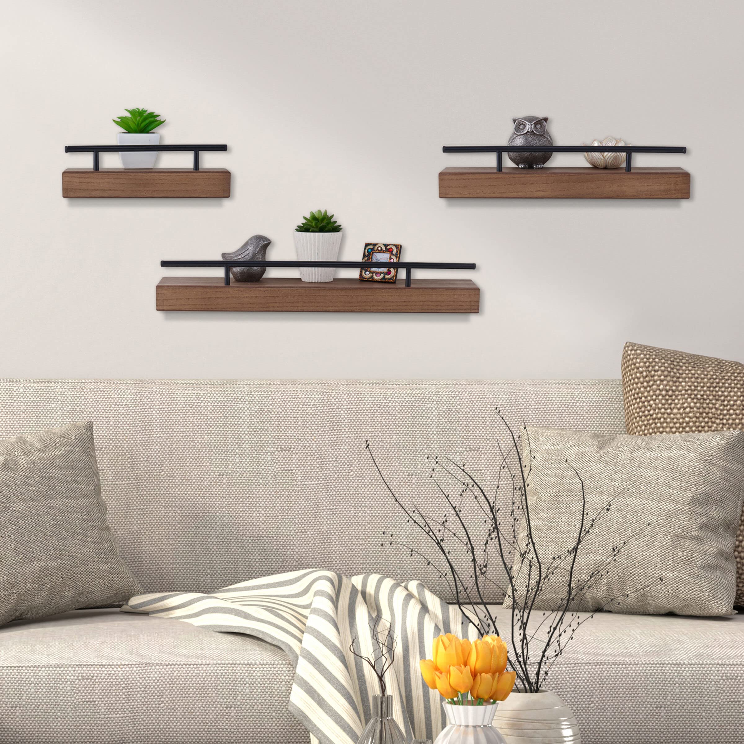 Snapklik.com : MELANNCO Floating Railing Shelf For Bedroom