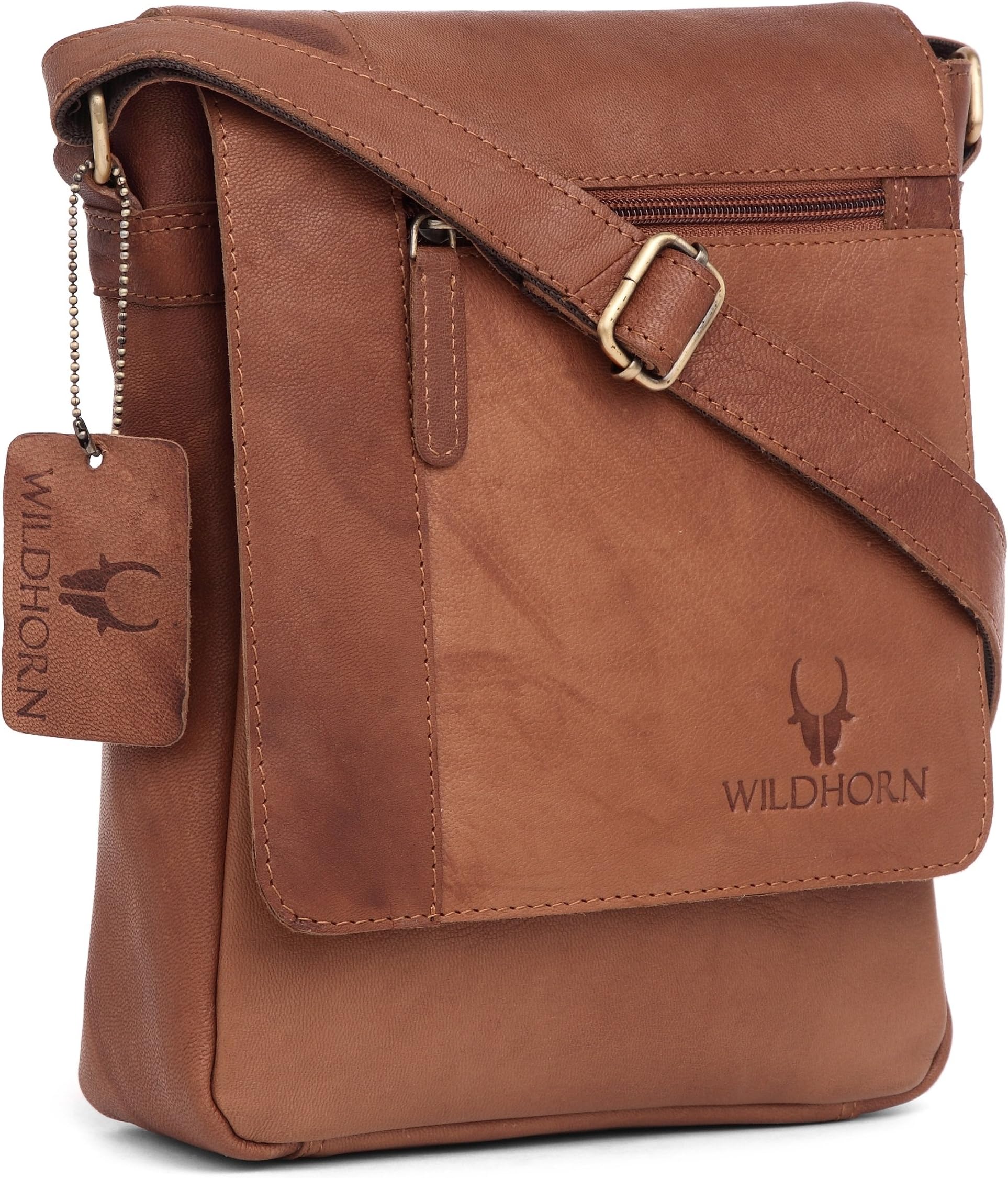 � Leather 8.5 inch Sling Messenger Bag for Men I Multipurpose Crossbody Bag I Travel Bag with Adjustable Strap I DIMENSION: L- 8.5inch H- 10.5inch W- 3inch