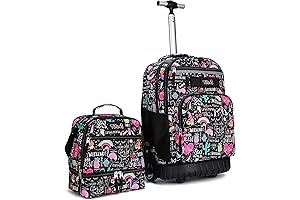 19 Inch Wheeled Laptop Backpack with Attached Lunch Bag School Backpacks