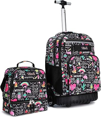 Tilami Rolling Backpack 19 inch with Lunch Bag Wheeled Laptop Backpack