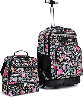 Tilami Rolling Backpack 19 inch with Lunch Bag Wheeled Laptop Backpack, Ins