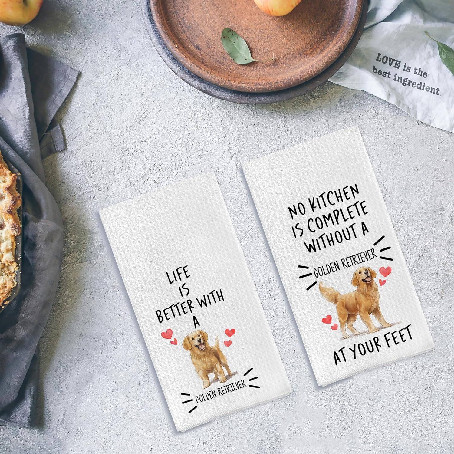 Golden Retriever Funny Kitchen Towels - Set of 2, Golden Retriever Gifts, Decor Dish Towels, Mom Gifts, Hand Towels, 16x24 Inches image 4