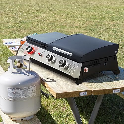 Miniatura 3 de Royal Gourmet PD1305H - Combo de parrilla y plancha de gas propano de 3 quemadores con tapa, combo de parrilla 3 en 1 con salida de 29,000 BTU para