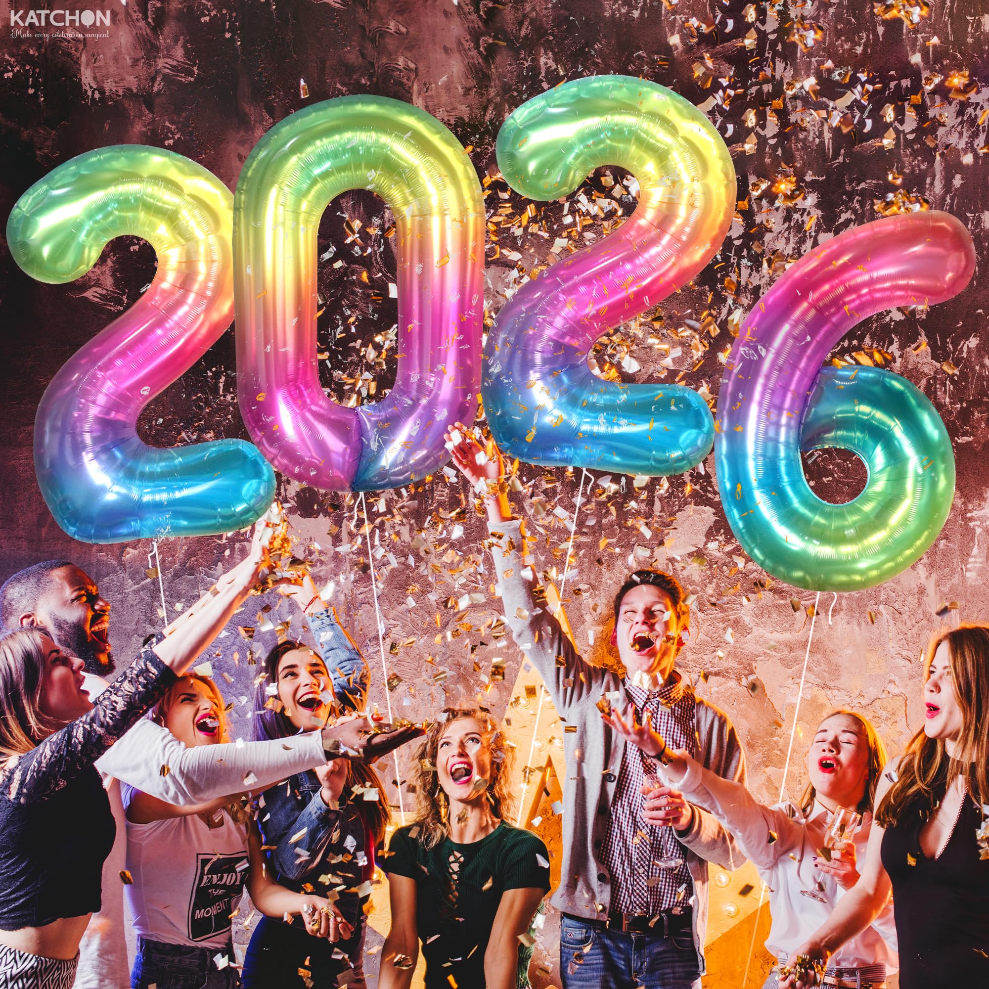Purple 2022 Foil Number Balloons - 40 Inch, Set Of 4, For New Year's Eve Party Decorations