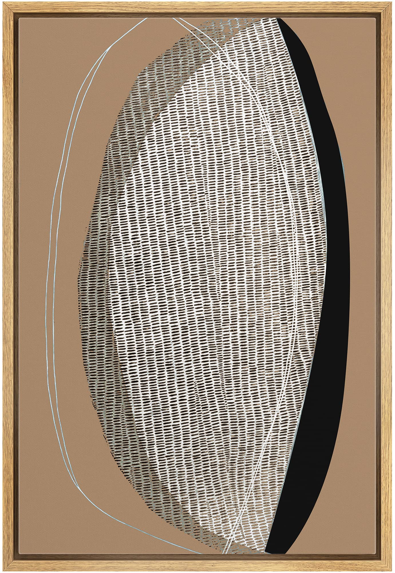 IDEA4WALL Framed Canvas Print Wall Art Mid-Century Retro Geometric Black Brown Rings Abstract Shapes Illustrations Modern Decorative Contemporary for