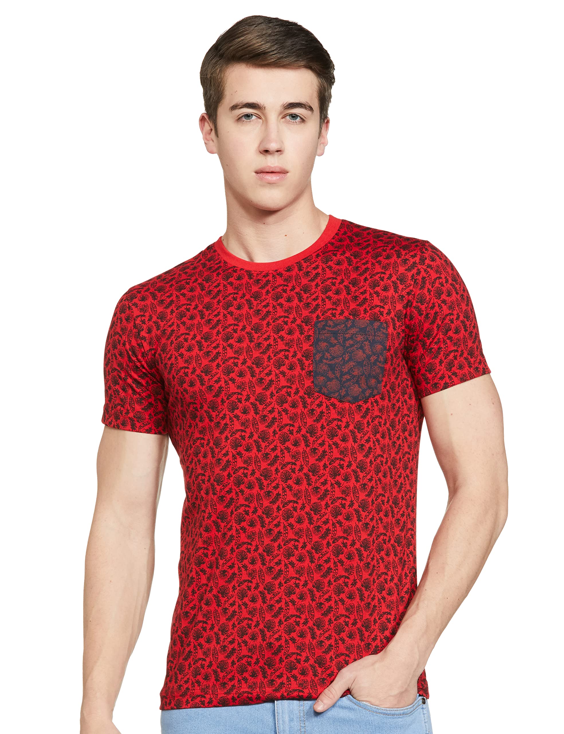 MaxMen Cotton Botanical Printed Ultra Slim Fit T-Shirt