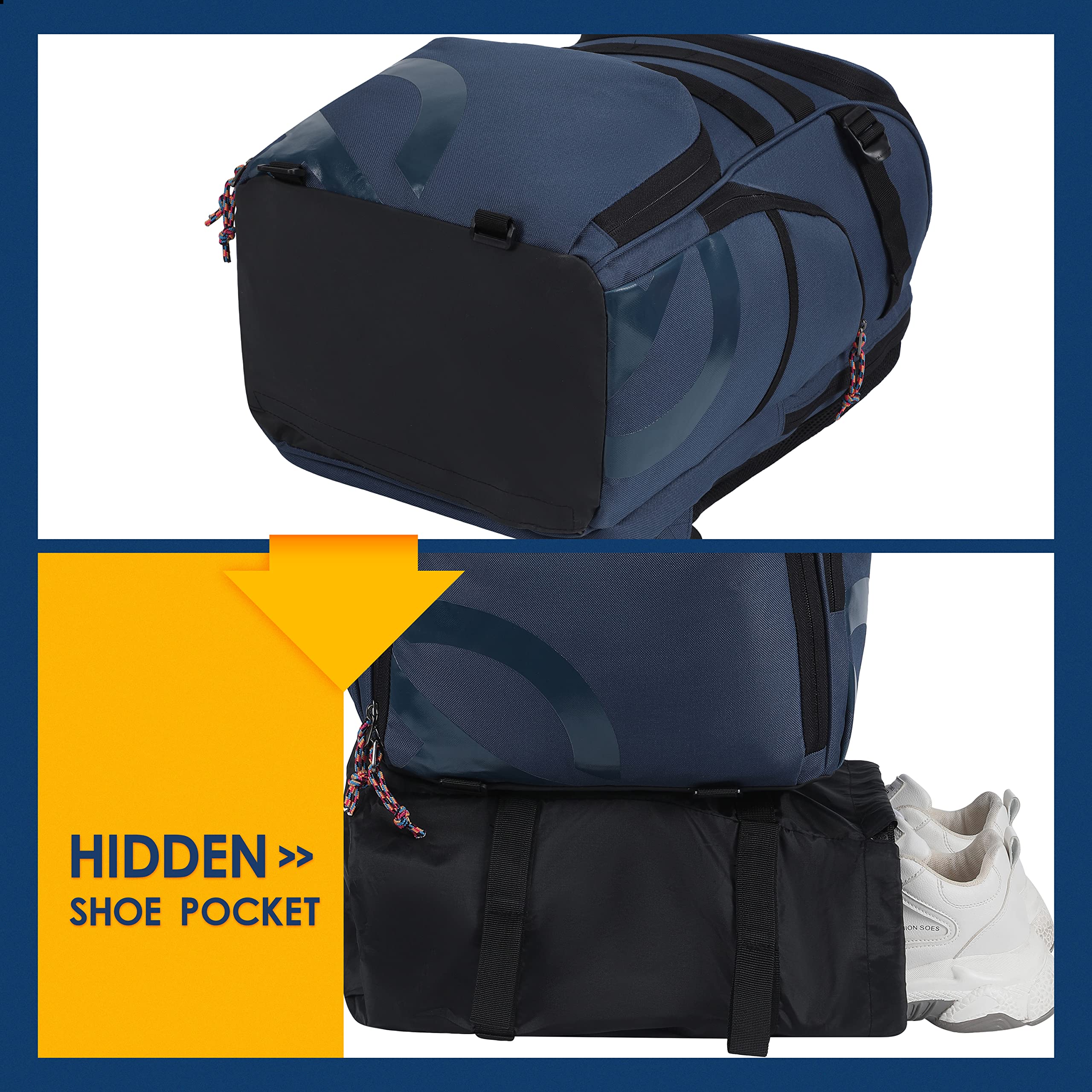 TRAILKICKER Plecak do piłki nożnej 40 l, torba do koszykówki z przegrodą na piłkę i torba na buty, sport, sprzęt na siłownię, plecak torba do koszykówki, piłki nożnej, prezenty na siłownię, granatowy