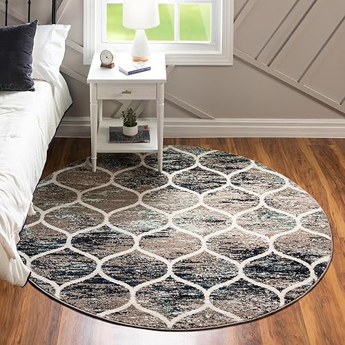 Miniatura 10 de Rugs.com Lattice Frieze Collection Alfombra  Alfombra redonda de 6 pies color gris claro mediano perfecta para cocinas y comedores