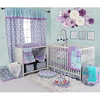 purple and teal nursery bedding