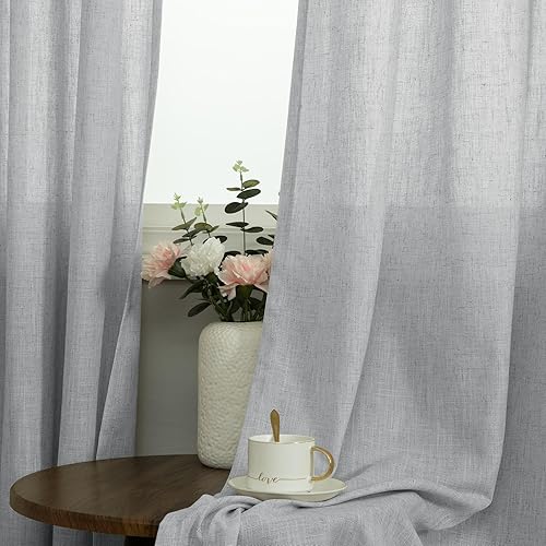 Miniatura 2 de Pitalk Cortinas gris claro de 102 pulgadas de largo para sala de estar, comedor, 2 paneles con ojales, ojales, filtrado de luz, cortinas de