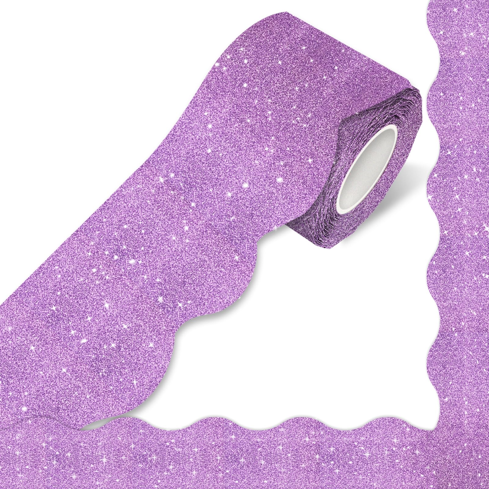 100 Feet Bulletin Board Borders, Shine Purple Scalloped Borders Bulletin Board Border Decorative, Purple Borders Trim Used for School/Classroom/Office
