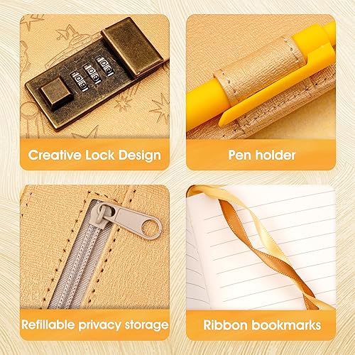 Vista 22 de Diario de bloqueo para mujeres y niñas, diario vintage con cerradura personal recargable, diario de bloqueo de cuero, cuaderno de escritura B6