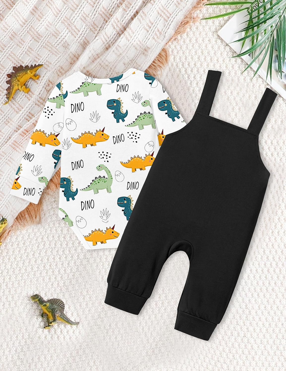 Baby Boy Clothes Dinosaur Romper Adjustable Overalls Baby Boy's Clothing Infant Boy Clothes 2PCS Outfits Fall Winter - Image 9