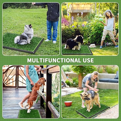Miniatura 7 de Almohadilla de césped para perros con bandeja, sistema de orinal para perros, césped artificial para entrenamiento de mascotas, almohadillas de