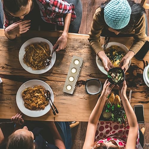 Miniatura 3 de Relaxdays Juego de portavelas 4 vasos votivos con velas, diseño de corazón, centro de mesa, comedor, beige/blanco, 70% tablero de fibra 30%, 8 x