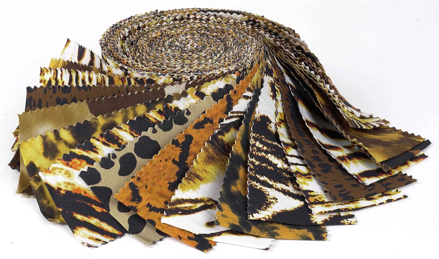 Soimoi Yellow Jelly Roll Fabrics for Quilting 40 Strip 2.5" Inch Cotton Strips Bundles, Perfect Quilting Fabric for Craft Project, Precut Quilt Fabirc, Cotton Strips for Decor, Blanket- Animals Print