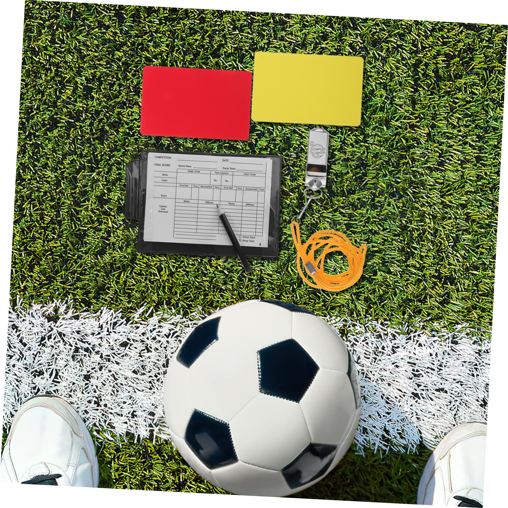 KOMBIUDA Professional Referee Kit 10pcs Soccer Cards Set Pencil Scorecard Wallet Red Yellow Cards