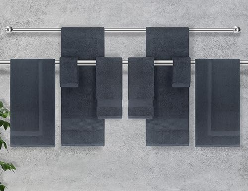 Miniatura 4 de Towels Beyond - Juego de toallas de baño de lujo 100% algodón turco, 8 piezas, color negro, de secado rápido, suaves y absorbentes, lavables a