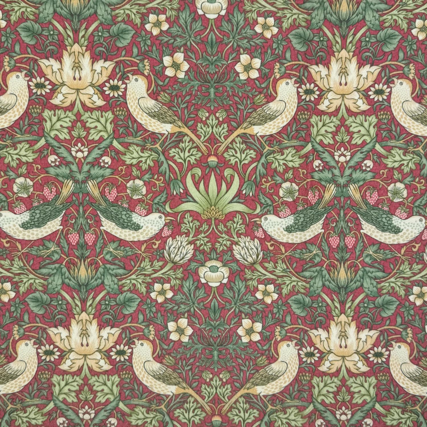 William Morris Water Repellant Outdoor Fabric Durable & UV Resistant 150cm Wide - COD034 - Strawberry Thief Crimson - Half METRE
