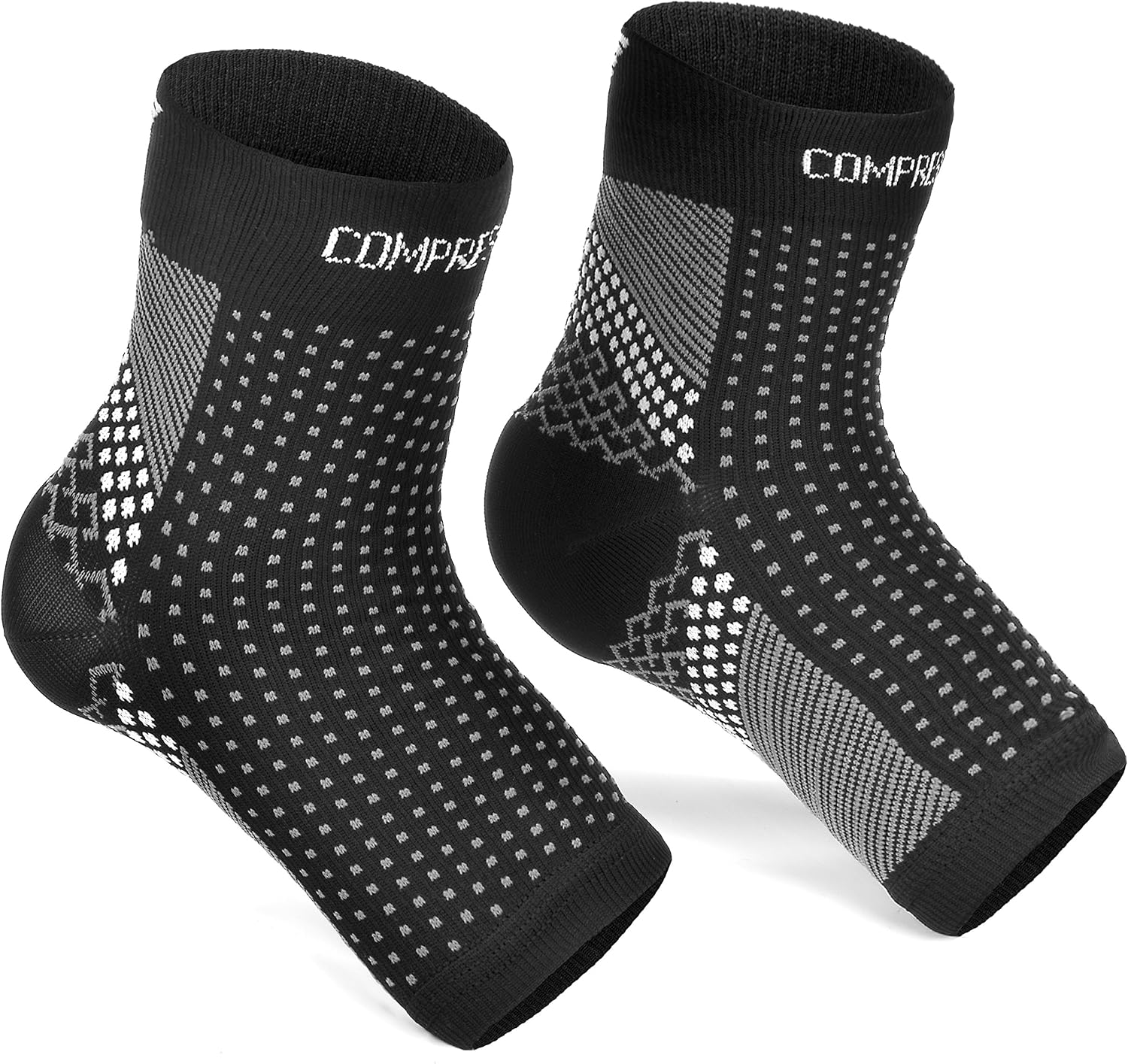 CompressionDR Plantar Fasciitis Socks - Instant Relief and Support for Arch, Ankle, Achilles Tendon, Heel Pain - Best for Women, Men, Running, and Travel - Black/Small Medium