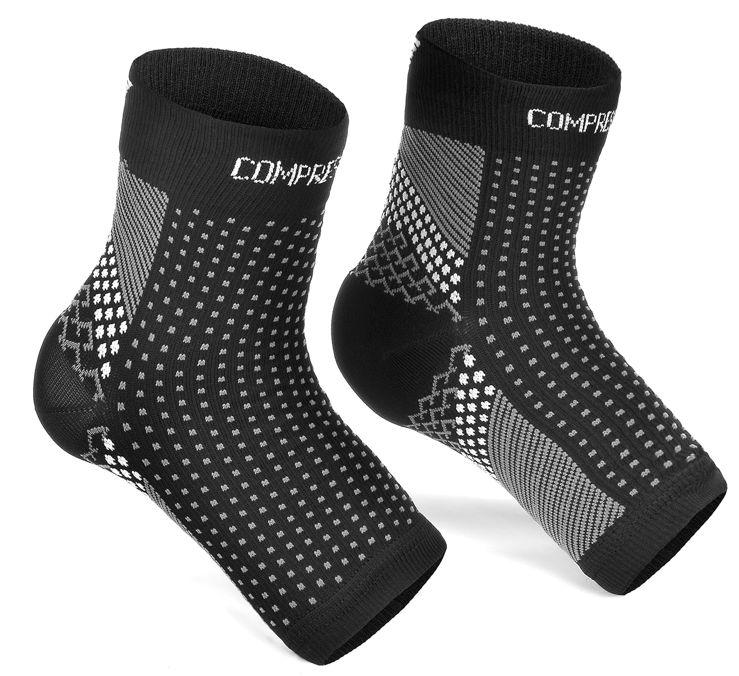 CompressionDR Plantar Fasciitis Socks - Instant Relief and Support for Arch, Ankle, Achilles Tendon, Heel Pain - Best for Women, Men, Running, and Travel - Black/Large XL