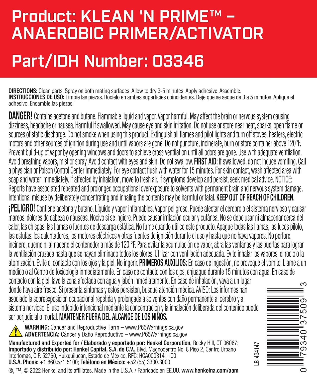 Loctite 7649 Klean N’ Prime: Activator for Anaerobic Adhesives, Decrease Cure Time, Low Temperature, for Inactive Surfaces, Long On-Part Life | 4.5 oz Aerosol Can (PN: 37509-494147), Gold, Small