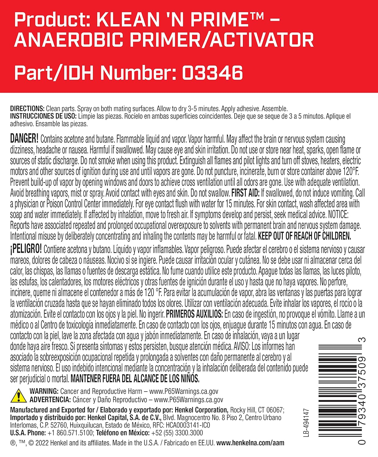 Loctite 545 Pneumatic/Hydraulic Pipe Thread Sealant, High Lubricity, High Pressure & 7649 Klean N’ Prime: Activator for Anaerobic Adhesives, Decrease Cure Time, Low Temperature