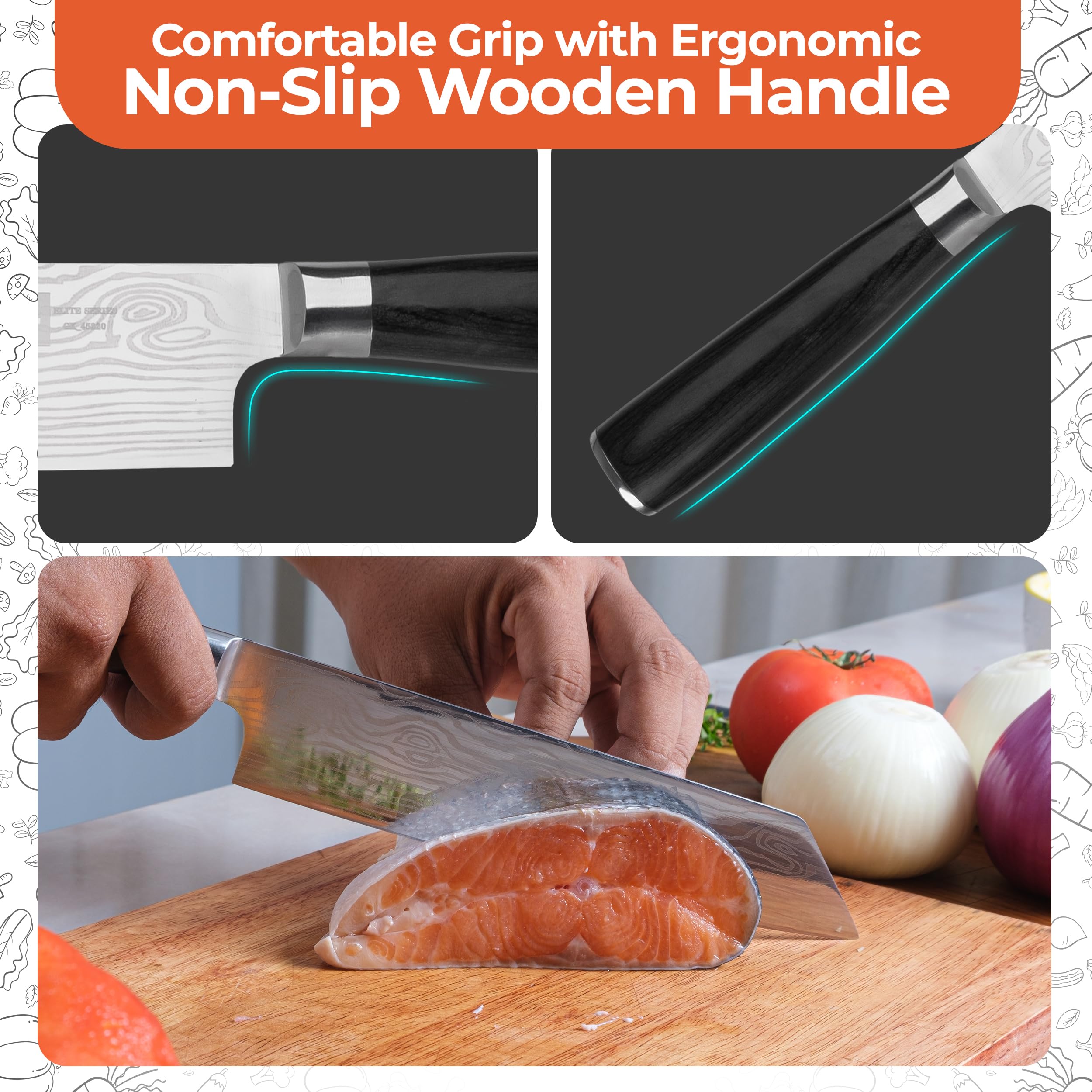 Gidli 8 Inch Chef Knife Set with Diamond Sharpener - Sharp Kitchen Knife — Amazon image 5