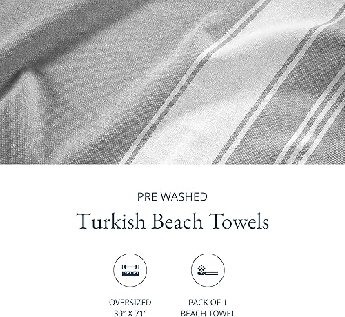 Vista 116 de LANE LINEN Juego de 6 toallas de playa turcas para mujer, tamaño grande, 39 x 71 pulgadas, prelavadas, no se encogen, no se encogen, sin arena