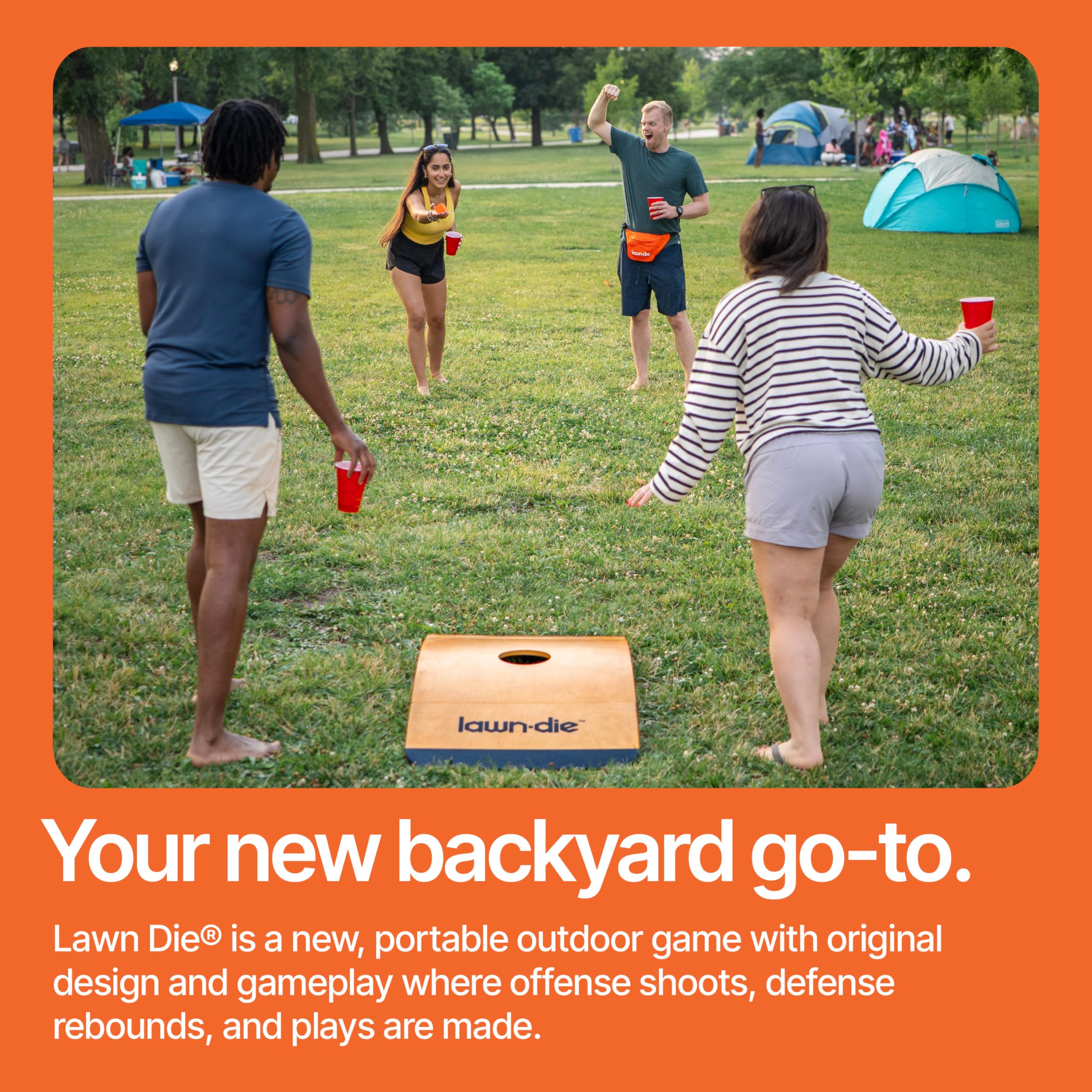 Lawn Die Outdoor Wurfspiel - Die trifft Cornhole - Tragbares Hinterhof-, Strand- & Heckklappenspiel für 4 Spieler - 1 Brettset