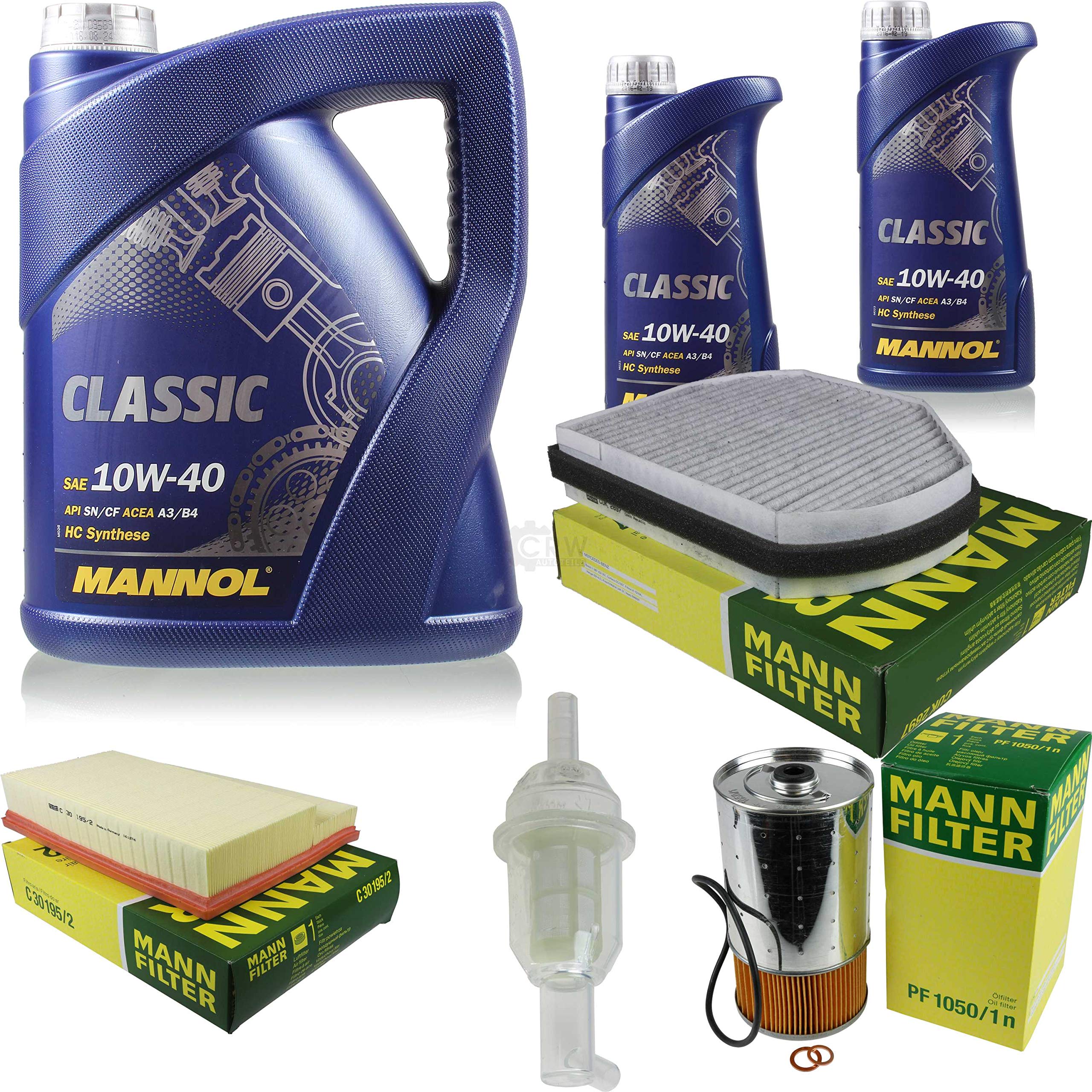 Set 85489098 PF 1050/1 n MN7501-5 C 30 195/2 WK 31/5 MN7501-1 CUK 2897 Paquete de inspección 7 L Classic 10W-40 + paquete de filtros MANN 10934723