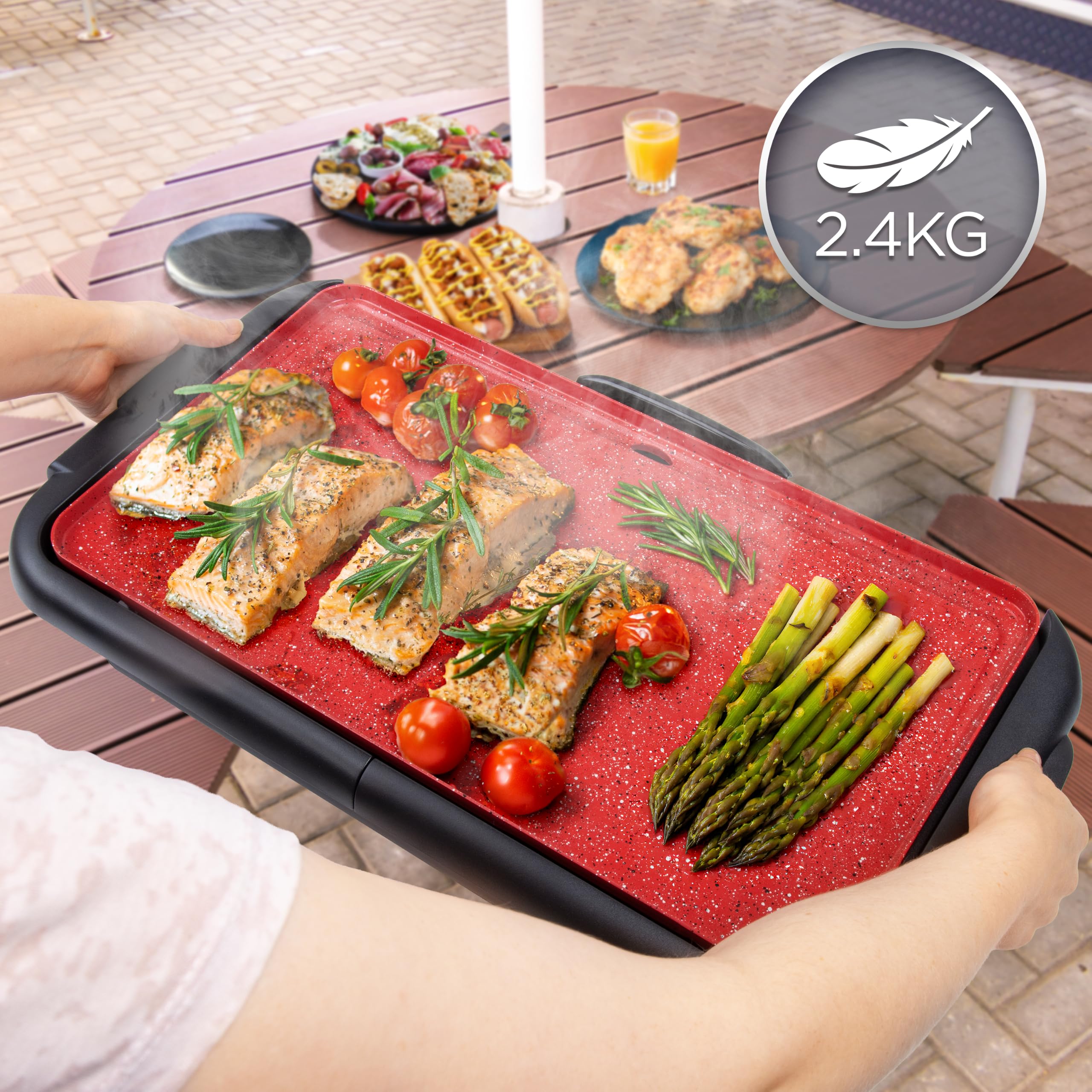 Duronic GP25 Plancha Eléctrica Teppanyaki 2000W 47x26 cm Cerámica Titanio