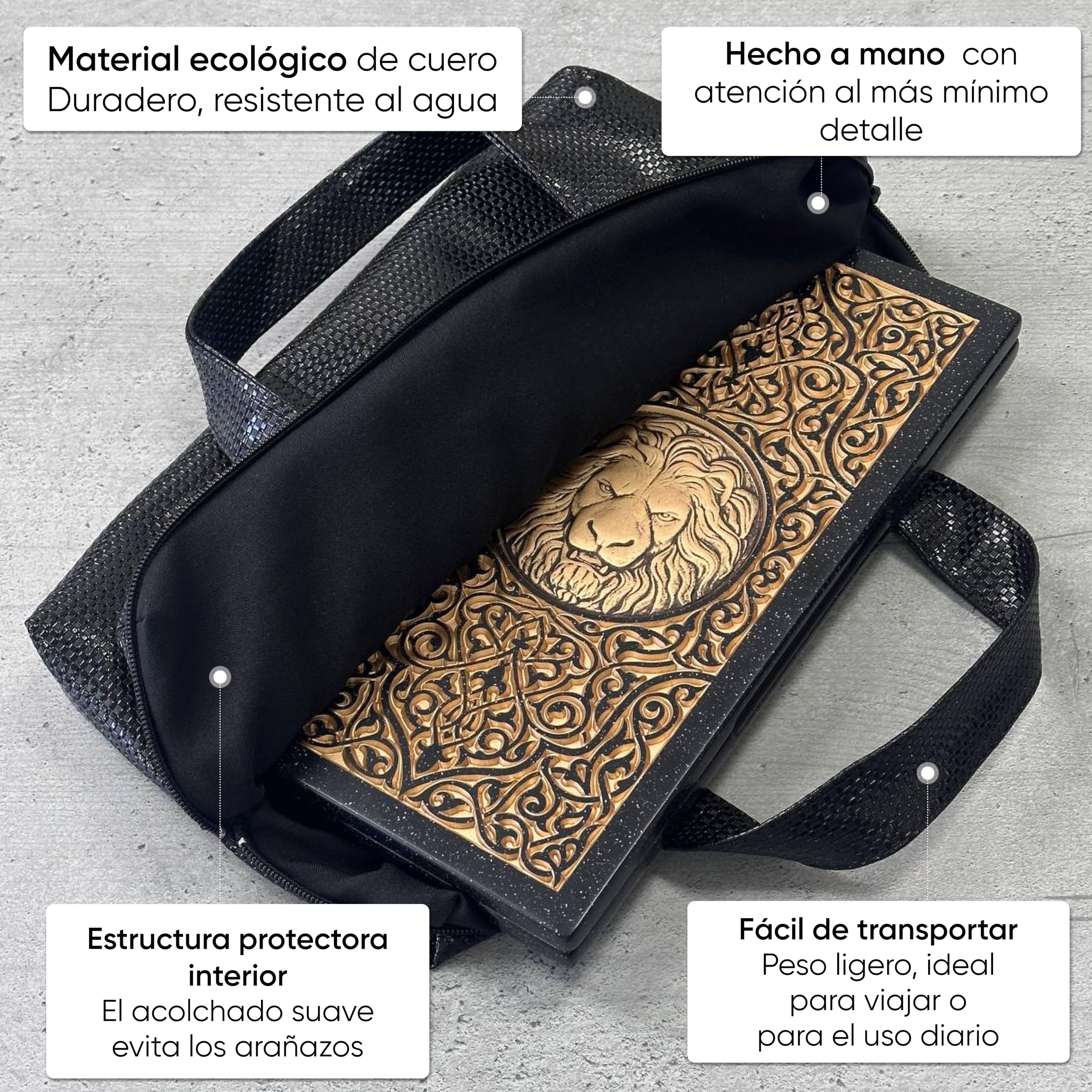 Backgammon de lujo "Golden Leon" – Juego hecho a mano de piedra acrílica y resina, tamaño mini 30 x 15 cm, listo para regalo, tamaño: 30 cm (11,8 pulgadas)