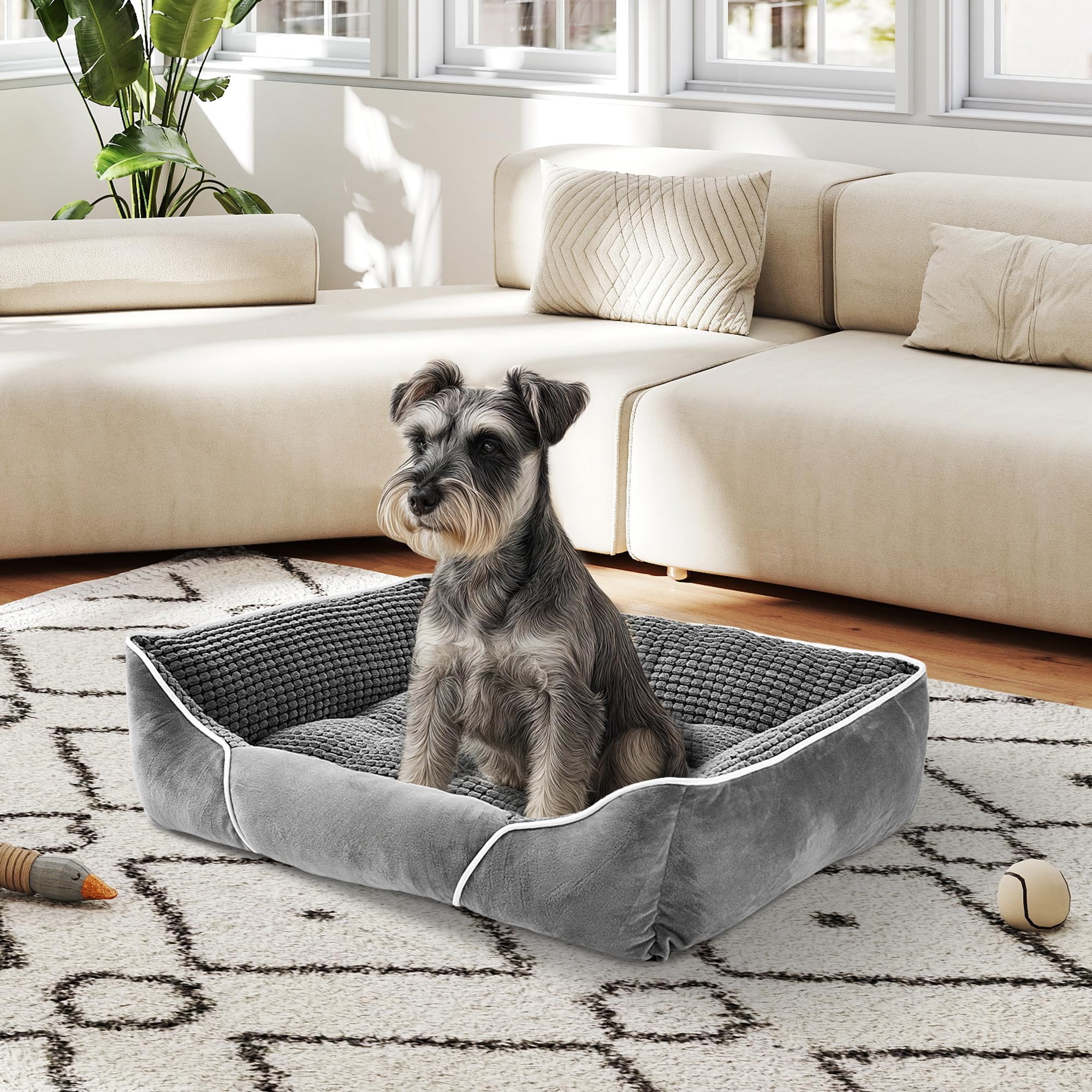 YITAHOME Hundebett Mittelgroße Hunde,51x48cm,Hundekorb Hunde,Orthopädisches Hundebett Ergonomisches Hundesofa,Bezug Waschbar,Erhöhte Ränder, rutschfeste Unterseite