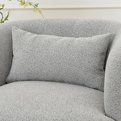 Miniatura 50 de KINWELL Juego de 2 sillas giratorias de barril Boucle de 34 pulgadas de ancho, sin montaje, sillones tapizados redondos, sillas decorativas, sofá