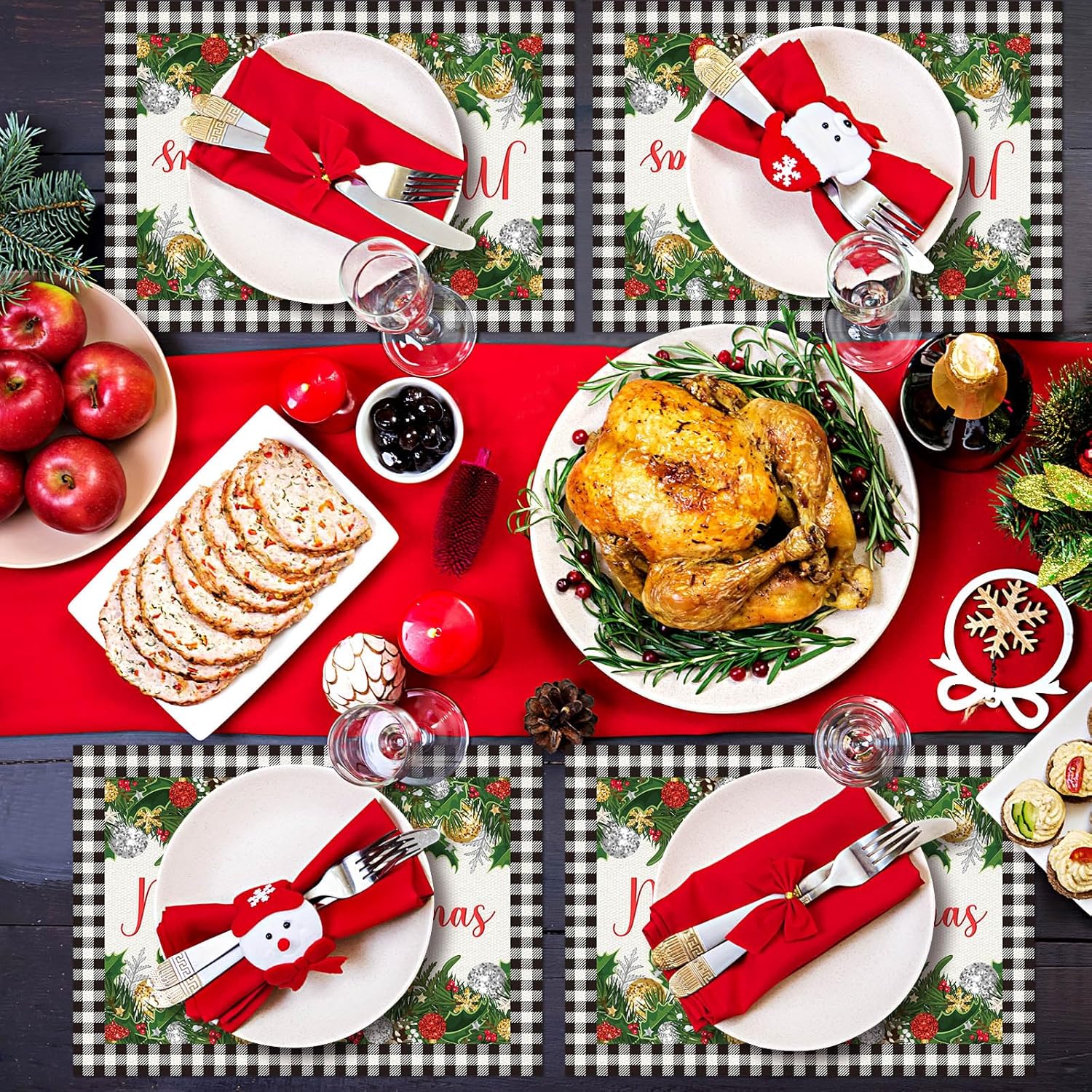 100 Pcs Paper Placemats Disposable Placement Mats for Dining Table Bulk Placemats Holiday Dinner Table Setting Bridal Shower Wedding Party Decoration, 10 x 14 Inch (Plaid)