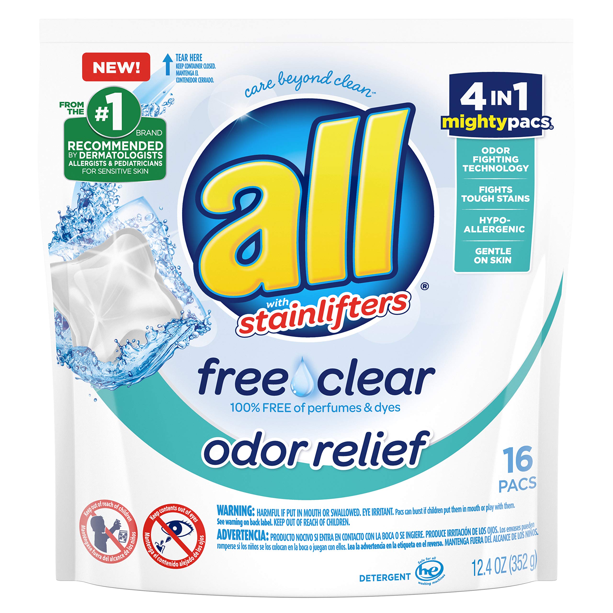 Amazon.com: All Mighty Pacs Laundry Detergent, Free Clear Odor  display picture 1