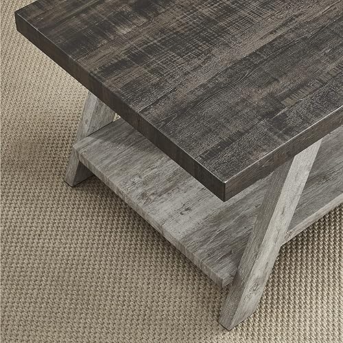 Miniatura 7 de Roundhill Furniture Athens - Mesa auxiliar de madera contemporánea, nogal desgastado y gris