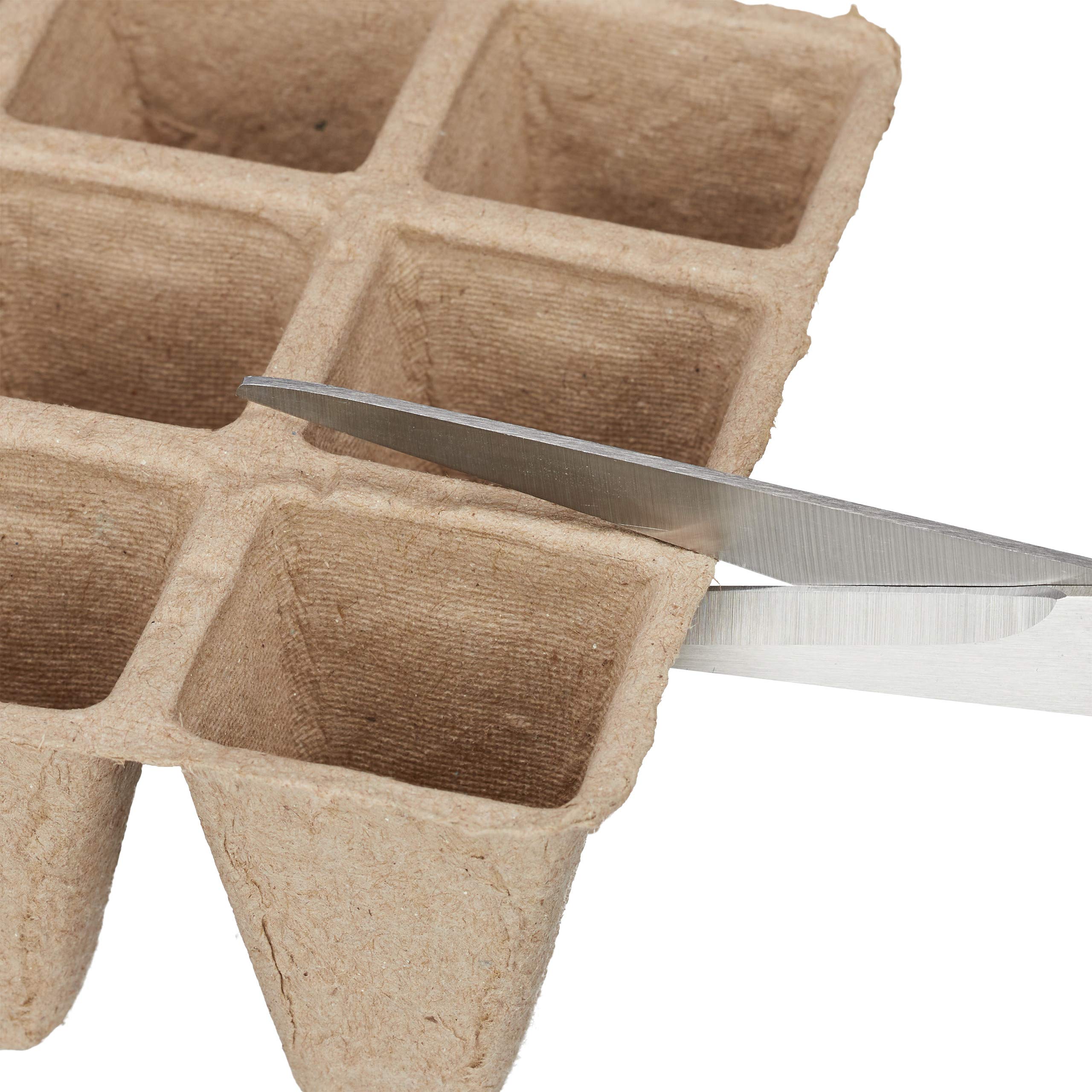 relaxdays Set da 24 Griglie per Vasetti da Semina, Tavolette Carta 288 Vasi Biodegradabili, 5 x 16,5 x 12 cm, Marrone