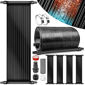 tillvex Calefactor Solar para Piscina 76 x 300cm | Sistema de Calefacción Ecológico | Manta Térmica de Piscina Set Completo | Panel Solar Calentador de Agua