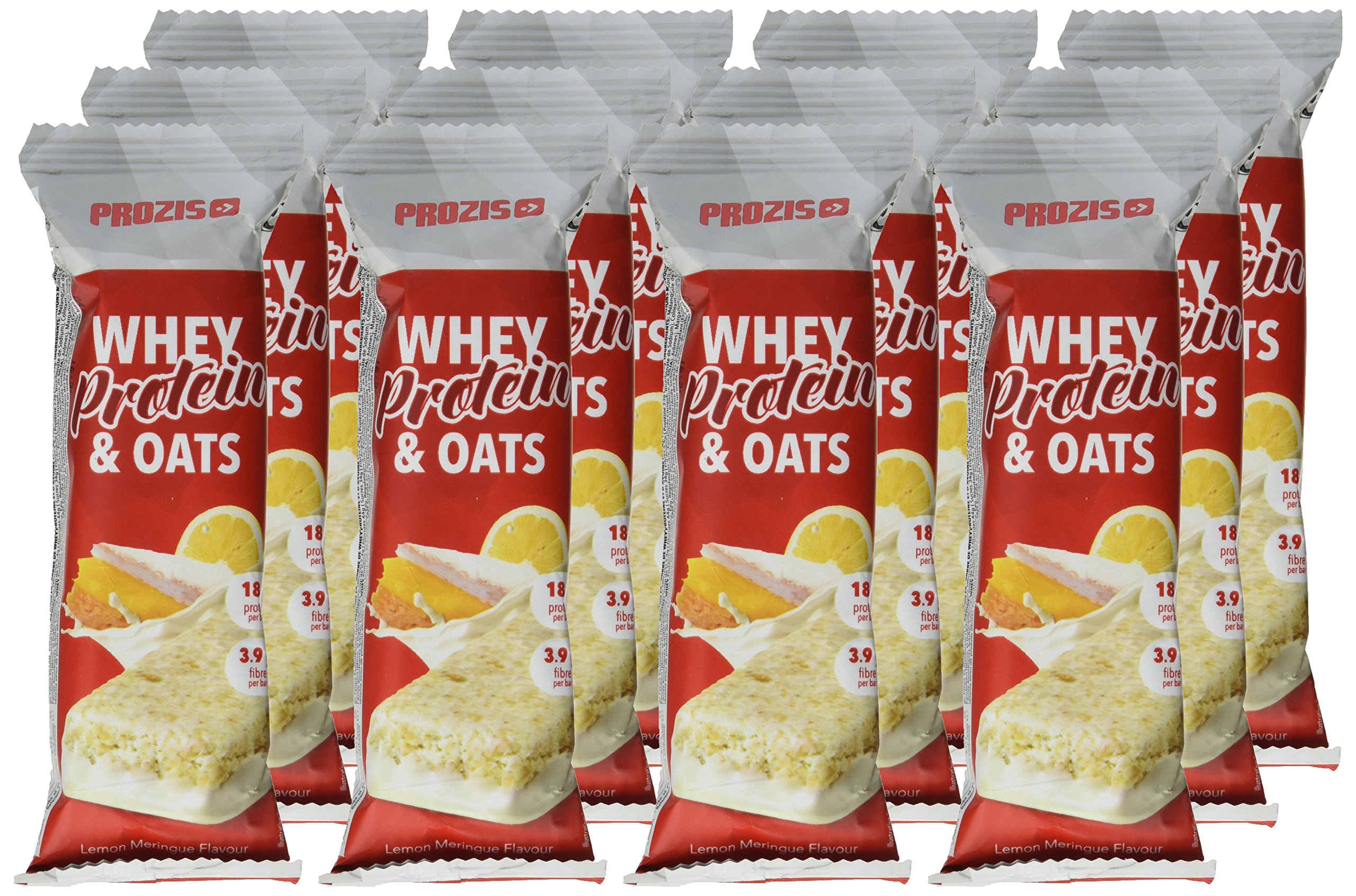Prozis Whey Protein & Oats 80 g Meringa al Limone, Fonte di Proteine e Fibre, Amplifica la Forza e la Crescita Muscolare, Confezione da 12 Pezzi